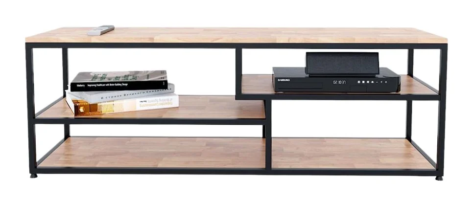 Tekkashop Kệ Tivi Đơn Giản 3 Tầng Lệch Khung Sắt Gỗ Cao Su