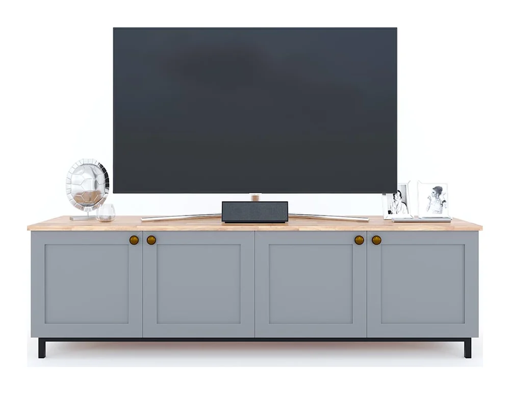 Tekkashop Kệ Tivi Hiện Đại 4 Cửa Pano Chân Sắt Gỗ Cao Su