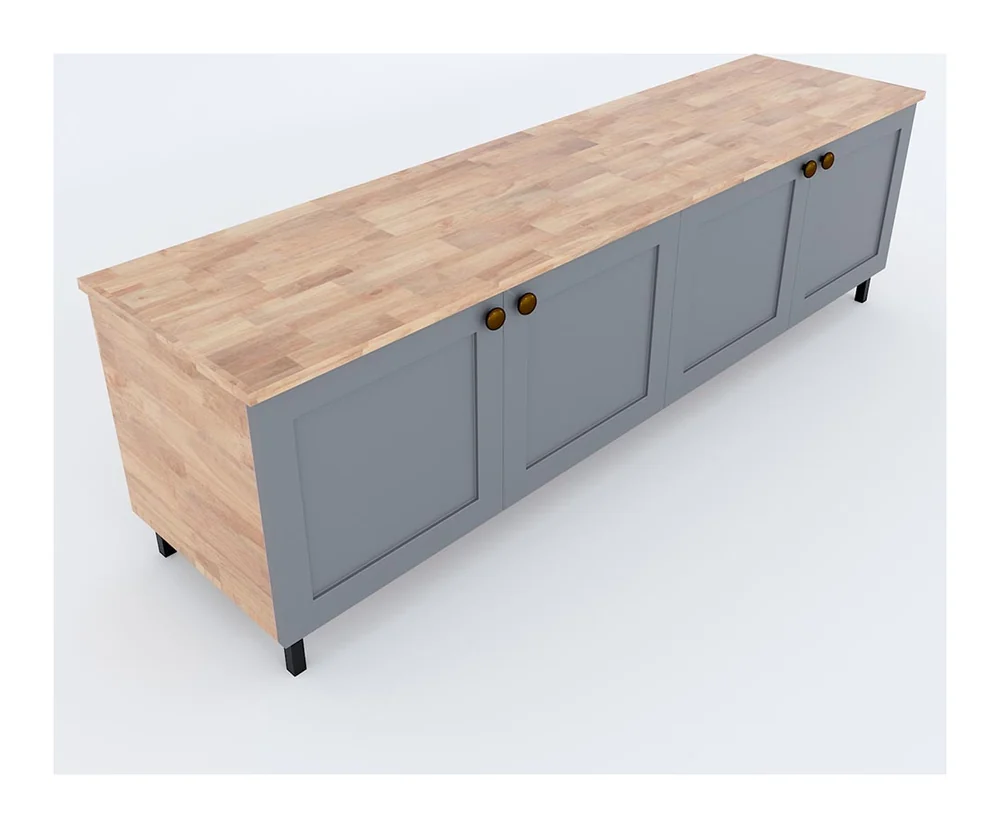 Tekkashop Kệ Tivi Hiện Đại 4 Cửa Pano Chân Sắt Gỗ Cao Su