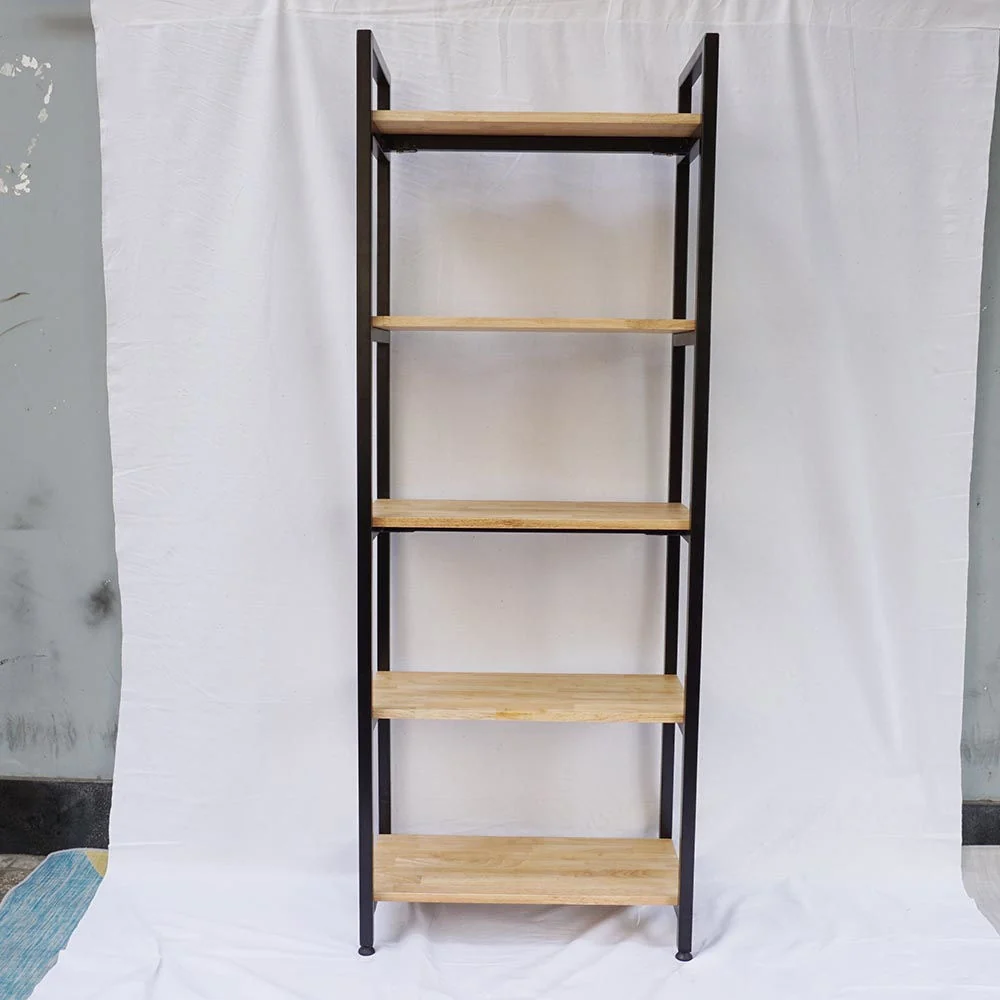 Tekkashop Kệ Trang Trí 5 Tầng Tối Giản Khung Sắt Gỗ Cao Su