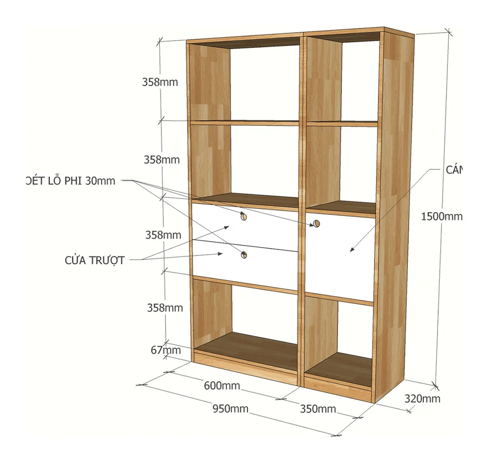 Tekkashop Kệ Trang Trí Đơn Giản Có Hộc Kéo Và Cửa Trượt Gỗ Cao Su