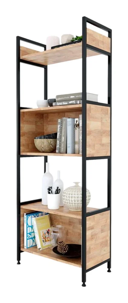 Tekkashop Kệ Trang Trí Đứng 3 Tầng Kèm 2 Hộc Tủ Khung Sắt Gỗ Cao Su