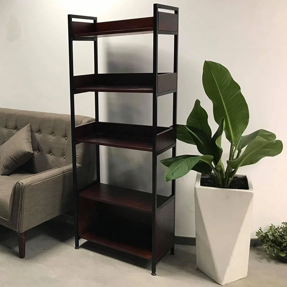 Tekkashop Kệ Trang Trí Đứng 4 Tầng Kèm Hộc Tủ Khung Sắt Gỗ Cao Su