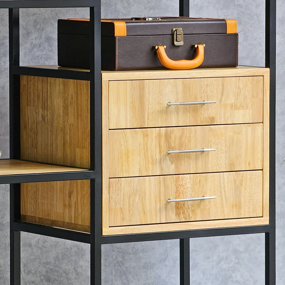 Tekkashop Kệ Trang Trí Hiện Đại Có Hai Hộc Ngăn Kéo Khung Sắt Gỗ Cao Su