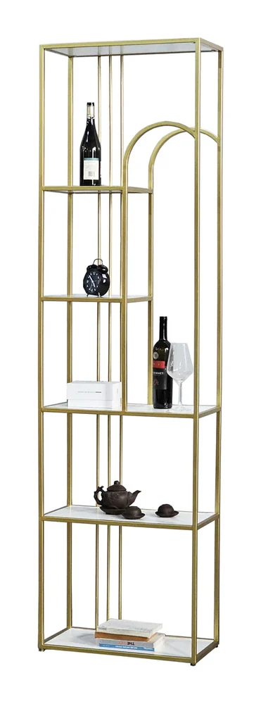 Tekkashop Kệ Trang Trí Hiện Đại Vòm Cong Dáng Cao Khung Sắt Mặt Gỗ