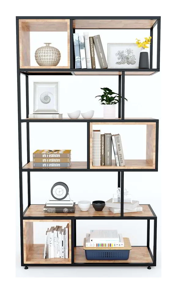 Tekkashop Kệ Trang Trí Hộp So Le Khung Sắt Gỗ Cao Su