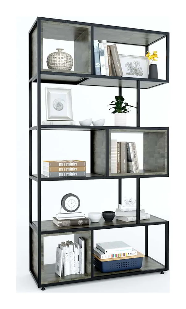 Tekkashop Kệ Trang Trí Hộp So Le Khung Sắt Gỗ Cao Su