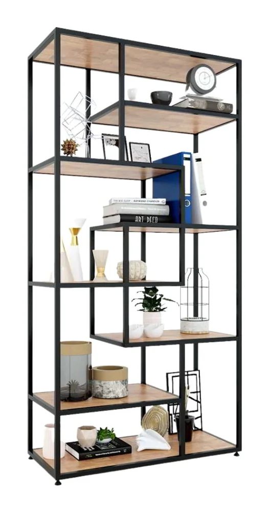 Tekkashop Kệ Trang Trí Ô Đối Xứng Khung Sắt Gỗ Cao Su