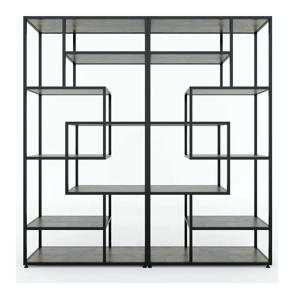 Tekkashop Kệ Trang Trí Ô Đối Xứng Khung Sắt Gỗ Cao Su