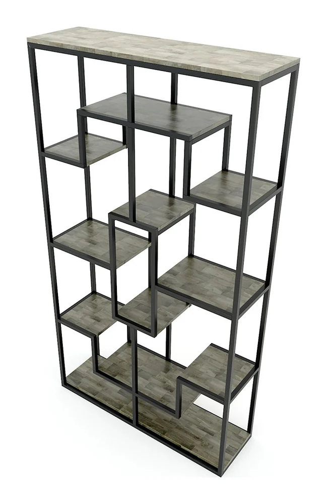 Tekkashop Kệ Trang Trí Ô Hình Chữ Thập Khung Sắt Gỗ Cao Su