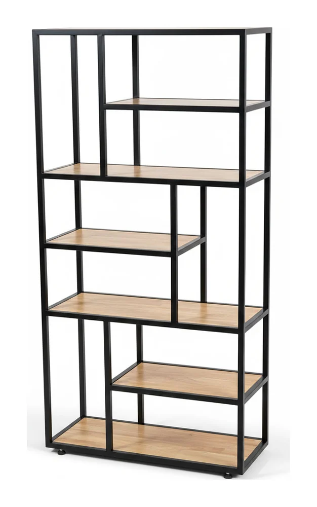 Tekkashop Kệ Trang Trí Ô Lệch Tầng Hiện Đại Khung Sắt Gỗ Cao Su