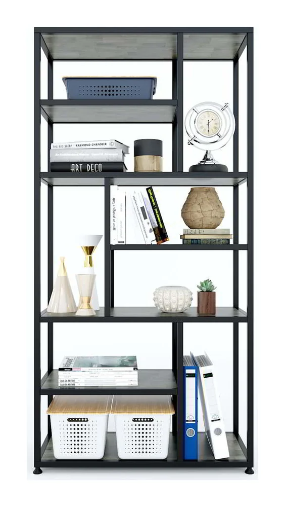 Tekkashop Kệ Trang Trí Ô Lệch Tầng Hiện Đại Khung Sắt Gỗ Cao Su