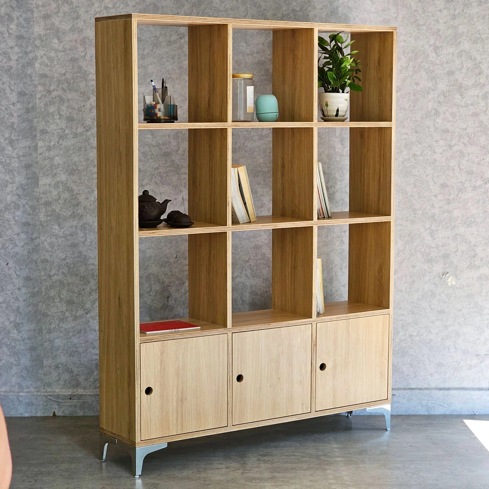 Tekkashop Kệ Trang Trí Ô Vuông Có Tủ 3 Cửa Gỗ Plywood Phủ Melamin