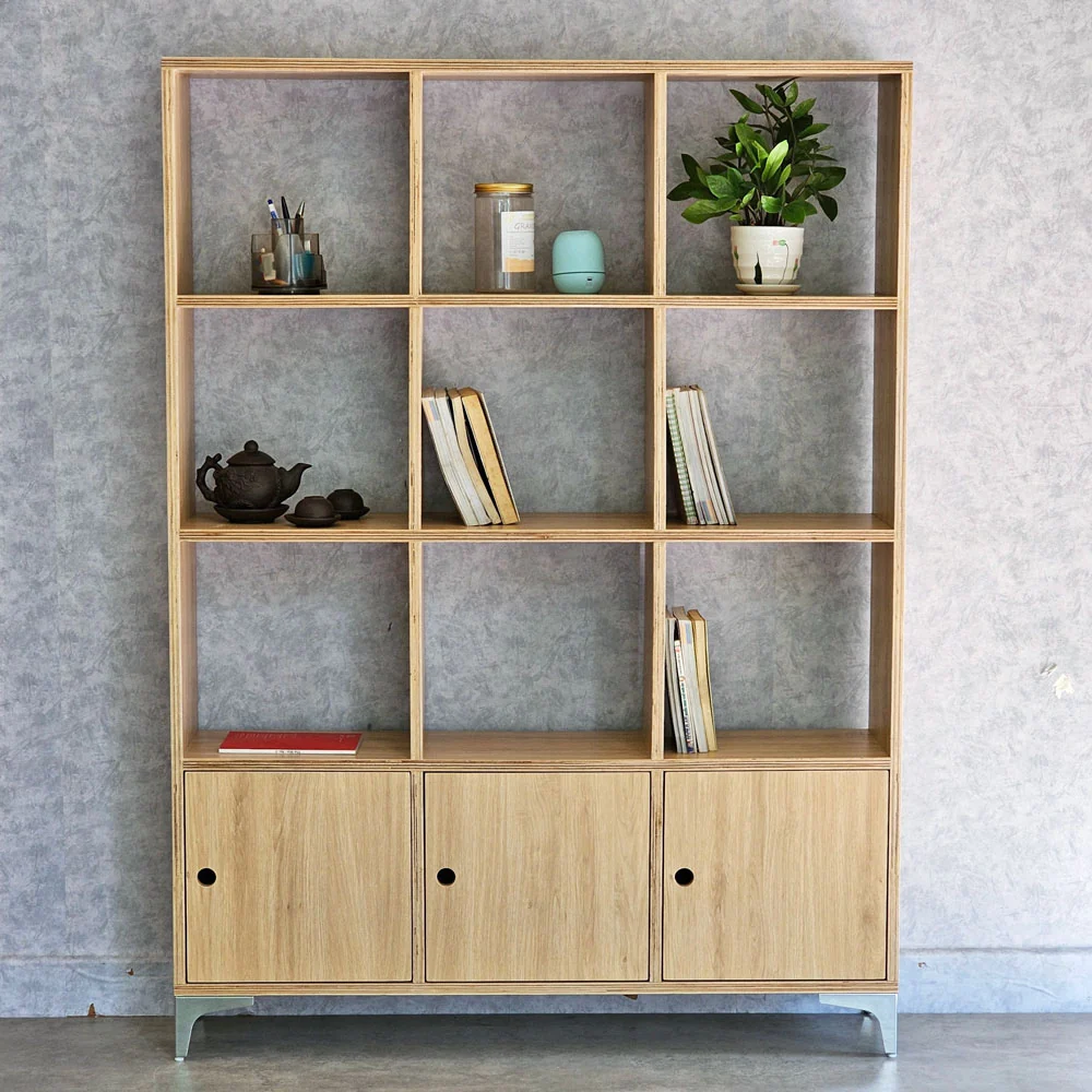 Tekkashop Kệ Trang Trí Ô Vuông Có Tủ 3 Cửa Gỗ Plywood Phủ Melamin