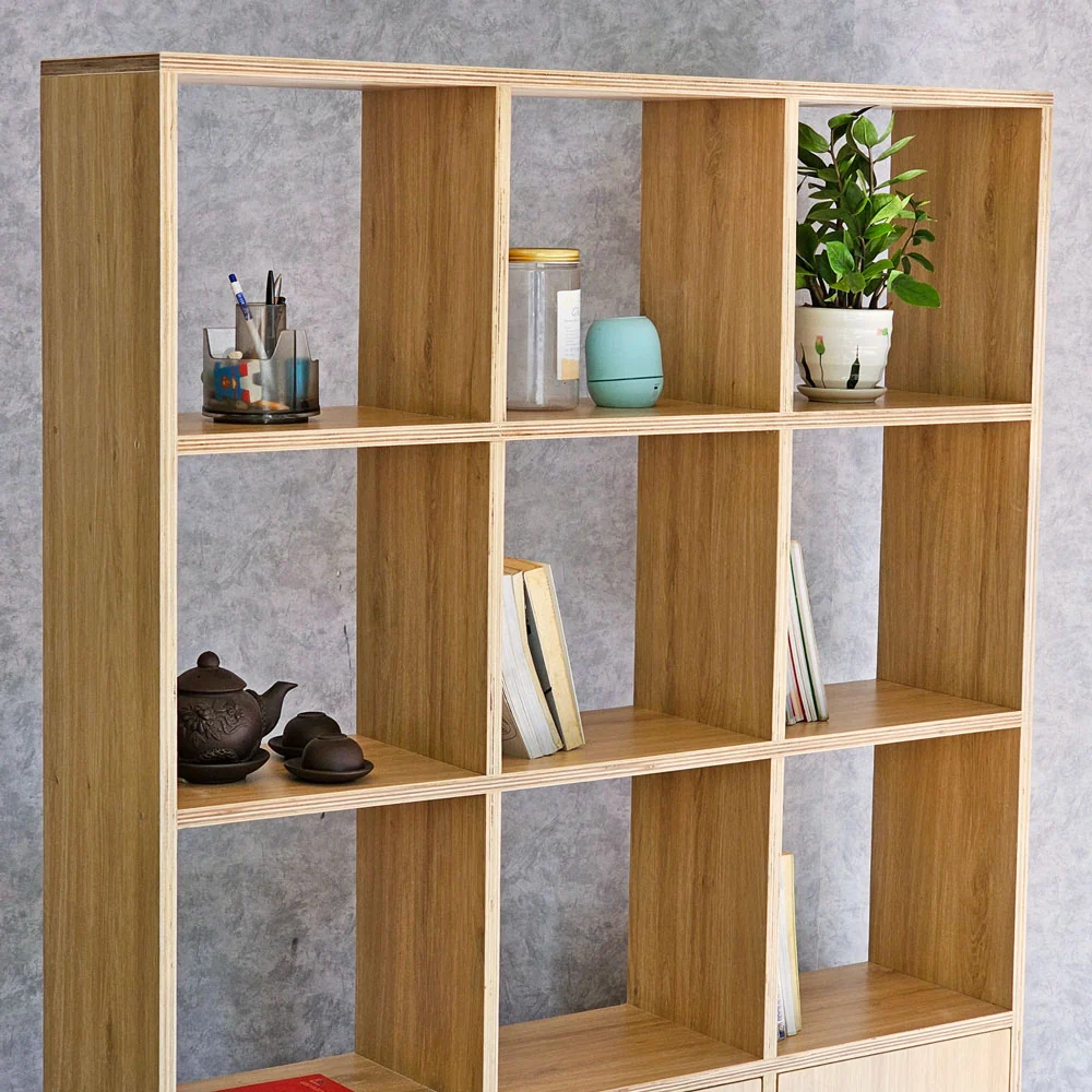 Tekkashop Kệ Trang Trí Ô Vuông Có Tủ 3 Cửa Gỗ Plywood Phủ Melamin