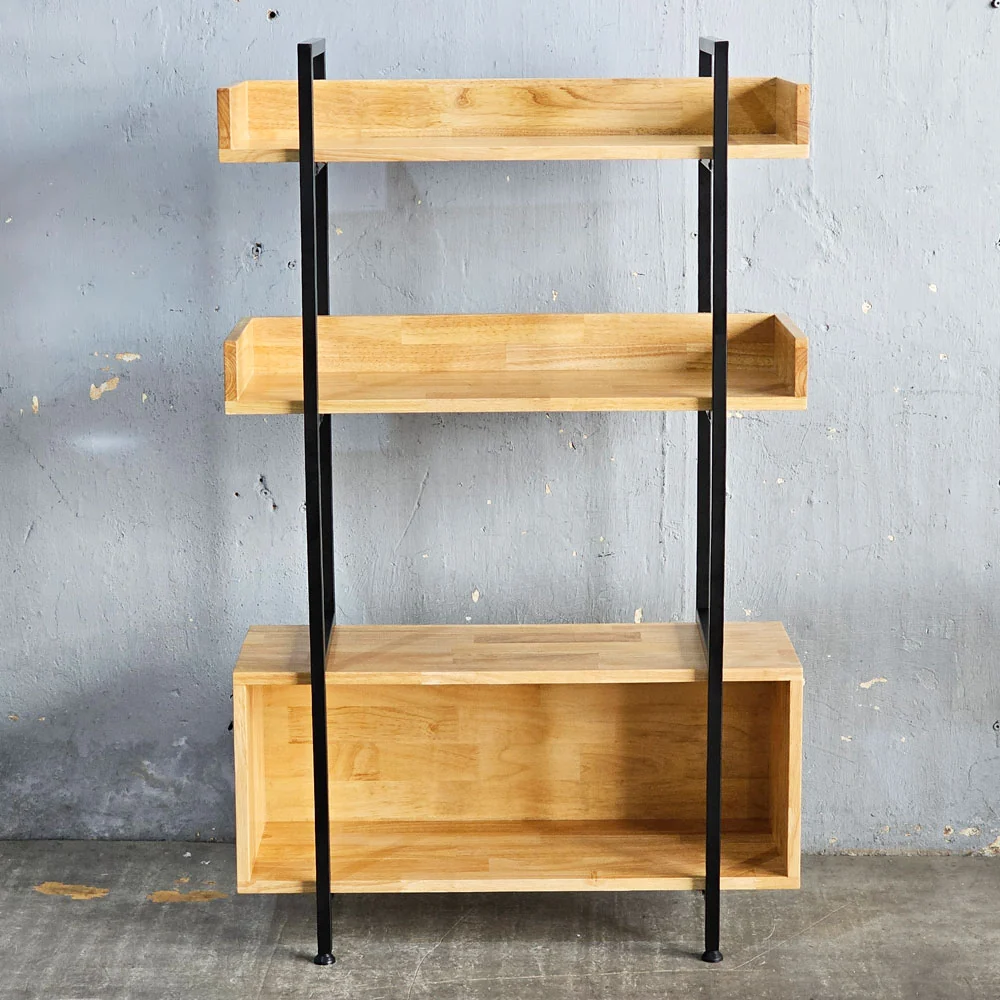 Tekkashop Kệ Trang Trí Tầng Có Gờ 3 Tầng Kèm Hộc Tủ Khung Sắt Gỗ Cao Su