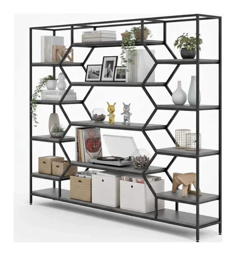 Tekkashop Kệ Trang Trí Tổ Ong Cỡ Lớn Vách Ngăn Khung Sắt Gỗ Cao Su