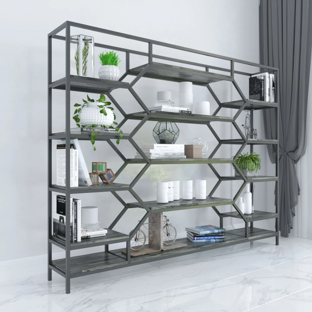 Tekkashop Kệ Trang Trí Tổ Ong Cỡ Lớn Vách Ngăn Khung Sắt Gỗ Cao Su