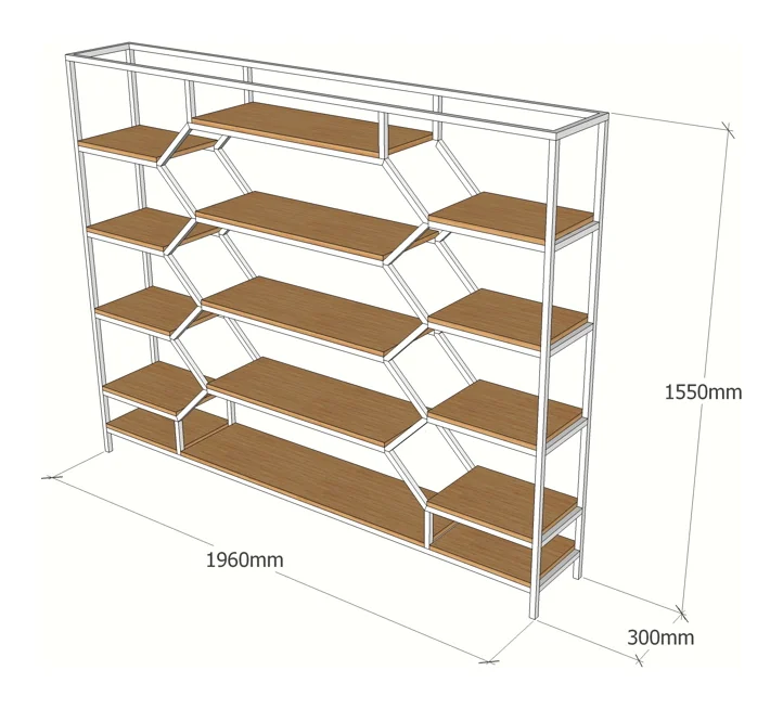 Tekkashop Kệ Trang Trí Tổ Ong Cỡ Lớn Vách Ngăn Khung Sắt Gỗ Cao Su