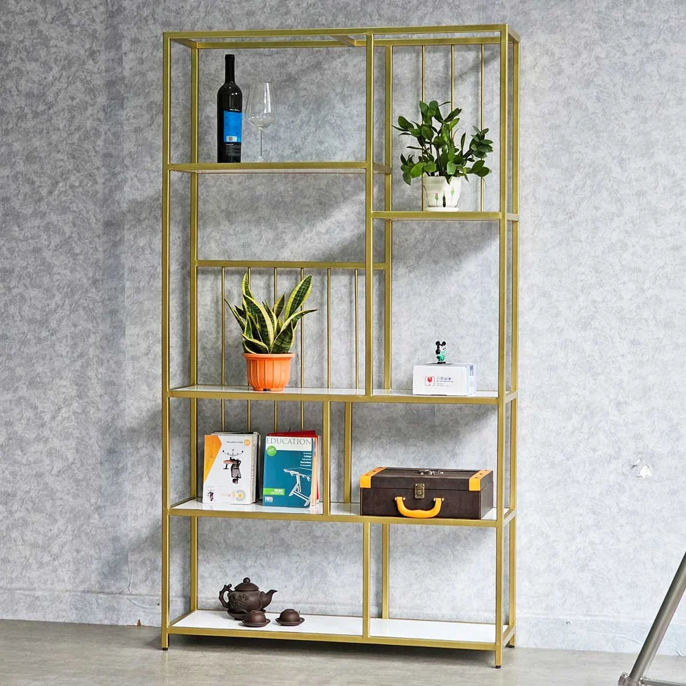 Tekkashop Kệ Trang Trí Trưng Bày Nhiều Ô Hiện Đại Khung Sắt Mặt Gỗ