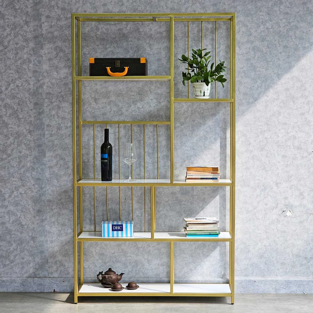 Tekkashop Kệ Trang Trí Trưng Bày Nhiều Ô Hiện Đại Khung Sắt Mặt Gỗ