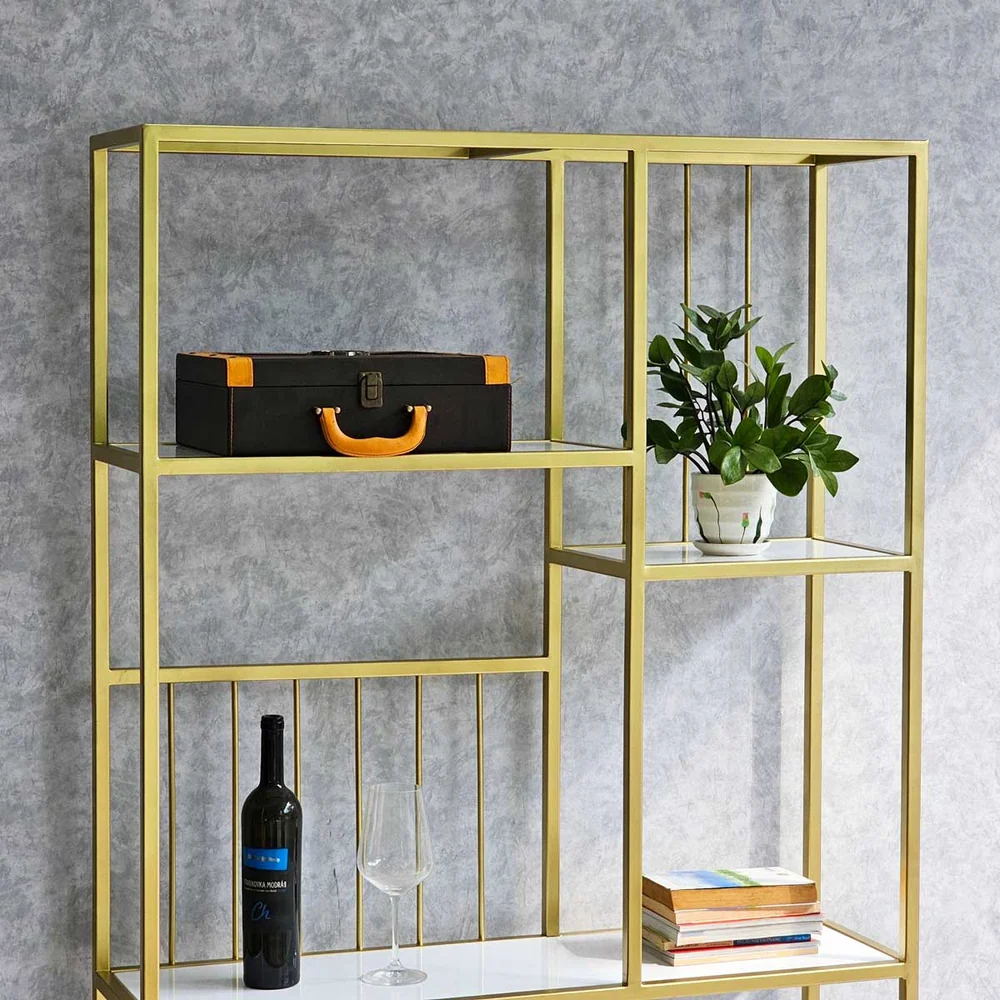 Tekkashop Kệ Trang Trí Trưng Bày Nhiều Ô Hiện Đại Khung Sắt Mặt Gỗ