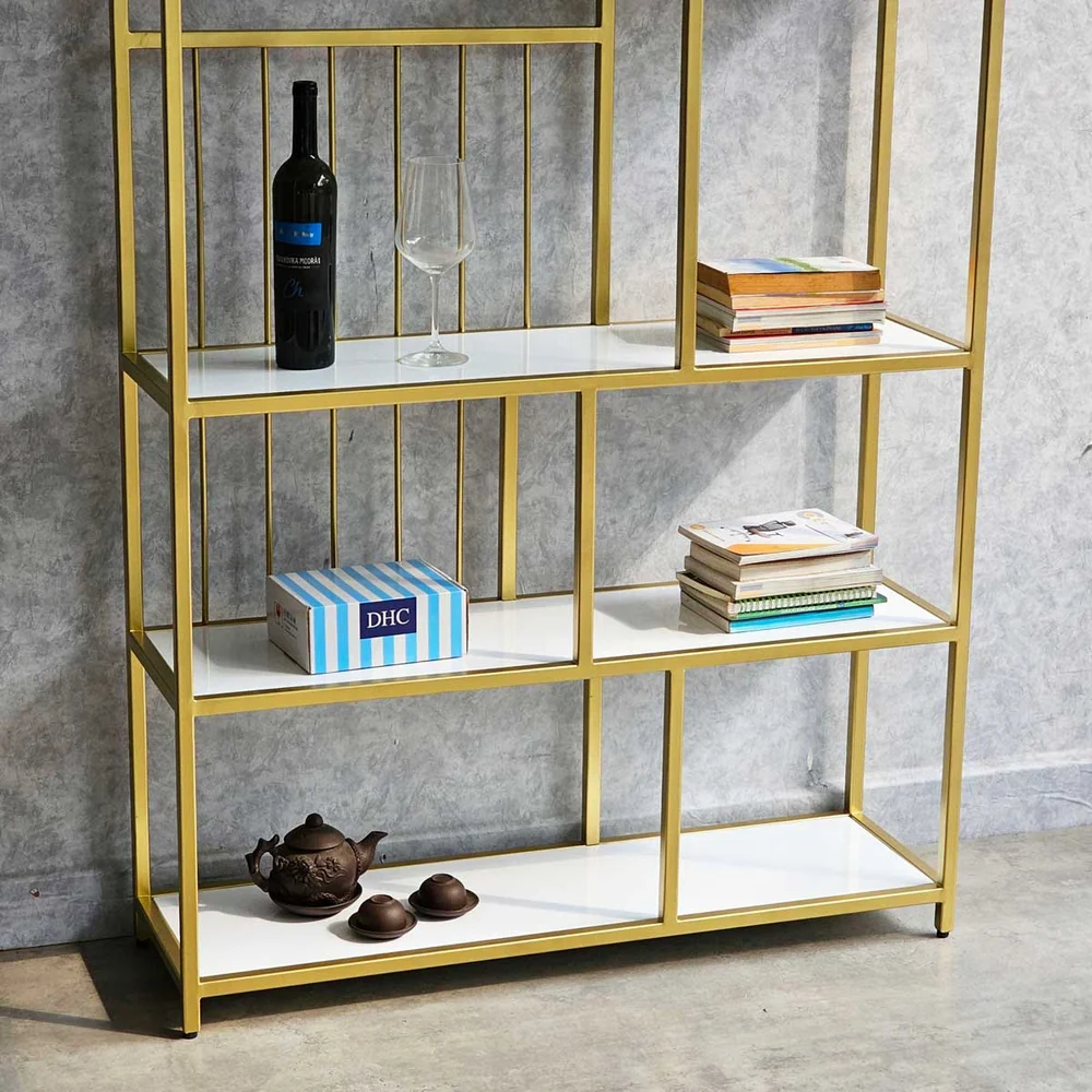 Tekkashop Kệ Trang Trí Trưng Bày Nhiều Ô Hiện Đại Khung Sắt Mặt Gỗ