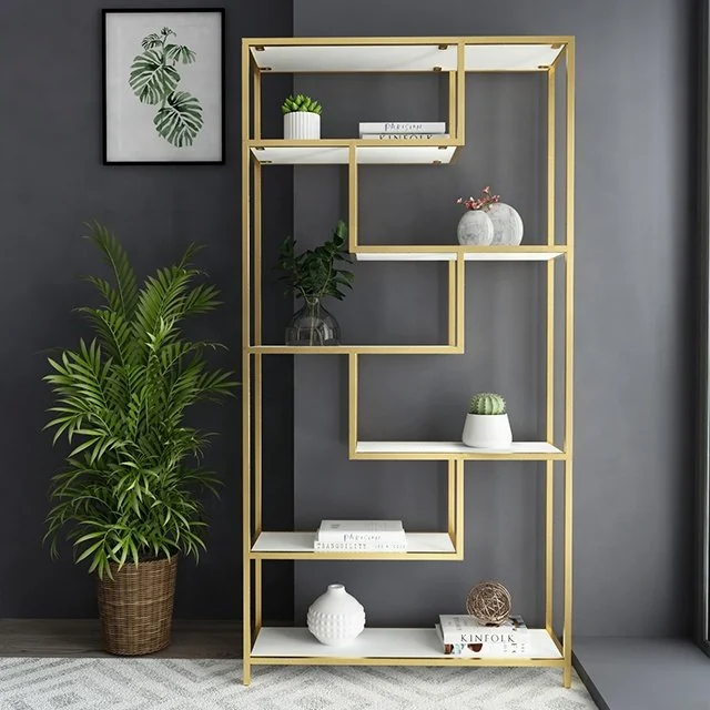 Tekkashop Kệ Trang Trí Trưng Bày Ô Lệch Bậc Hiện Đại Khung Sắt Mặt Gỗ