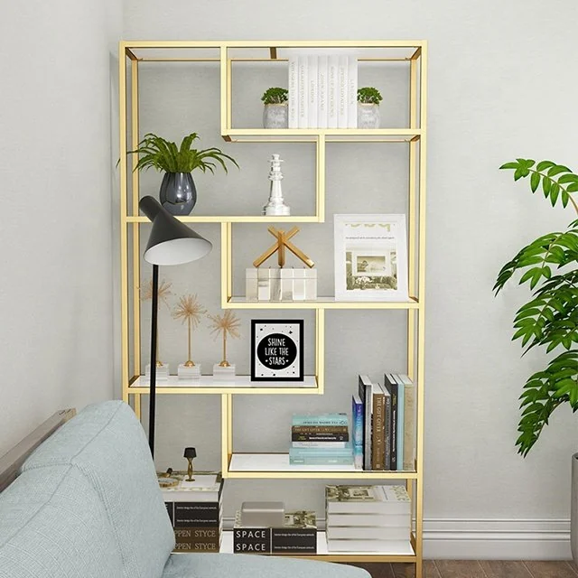 Tekkashop Kệ Trang Trí Trưng Bày Ô Lệch Bậc Hiện Đại Khung Sắt Mặt Gỗ