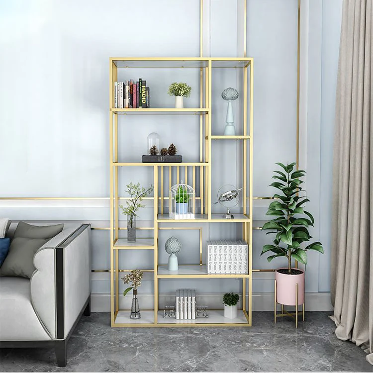 Tekkashop Kệ Trang Trí Trưng Bày Song Sắt Đứng Hiện Đại Khung Sắt Mặt Gỗ