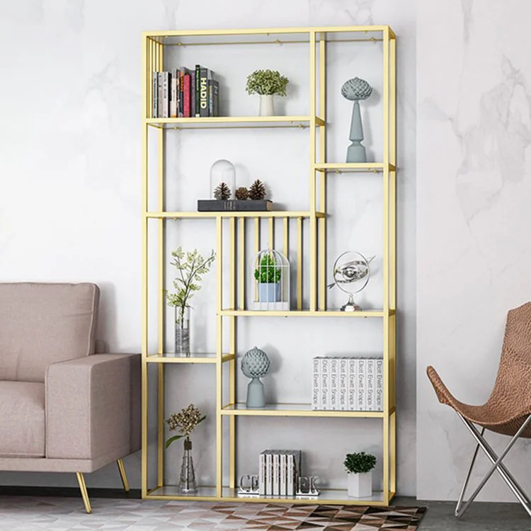 Tekkashop Kệ Trang Trí Trưng Bày Song Sắt Đứng Hiện Đại Khung Sắt Mặt Gỗ