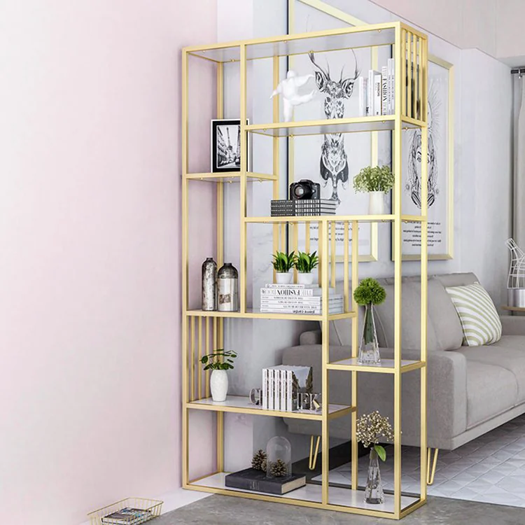 Tekkashop Kệ Trang Trí Trưng Bày Song Sắt Đứng Hiện Đại Khung Sắt Mặt Gỗ
