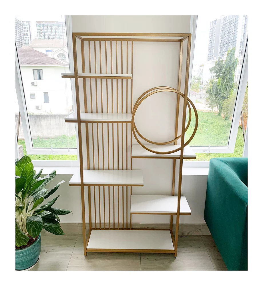 Tekkashop Kệ Trang Trí Trưng Bày Vòng Tròn Nghệ Thuật Khung Sắt Mặt Gỗ