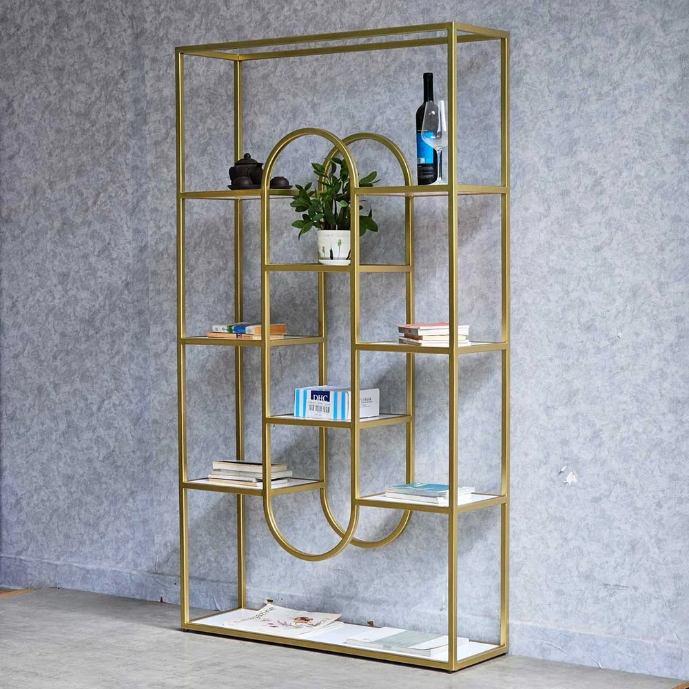 Tekkashop Kệ Trang Trí Vòm Oval Hiện Đại Khung Sắt Mặt Gỗ