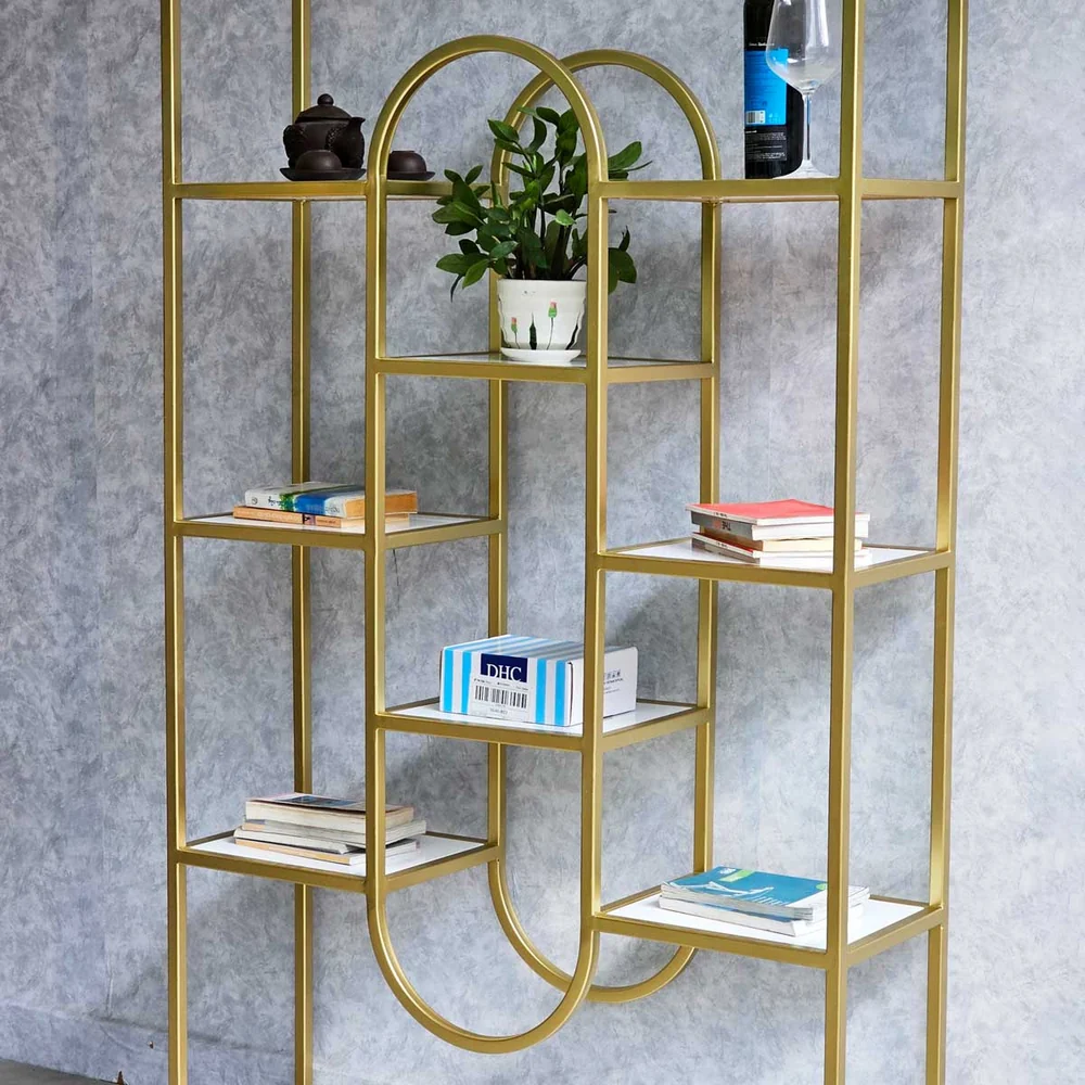 Tekkashop Kệ Trang Trí Vòm Oval Hiện Đại Khung Sắt Mặt Gỗ