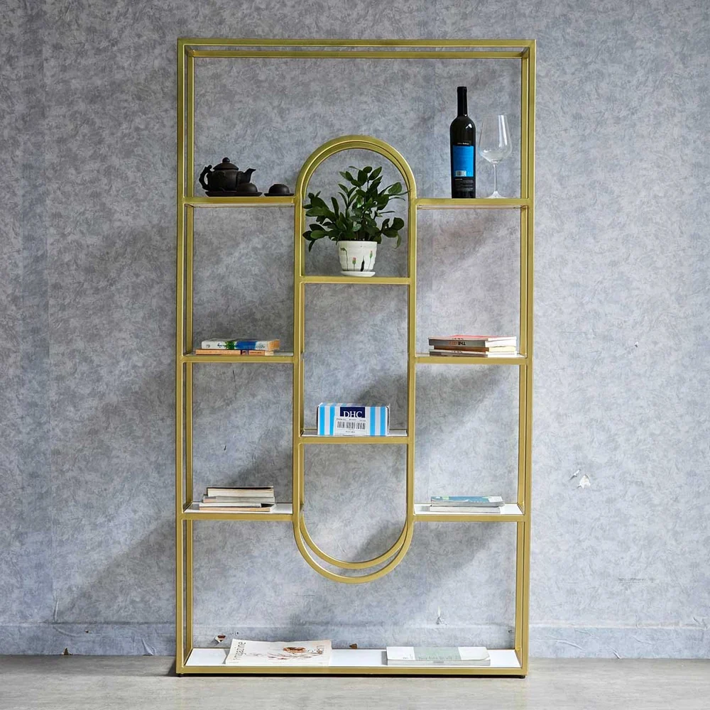Tekkashop Kệ Trang Trí Vòm Oval Hiện Đại Khung Sắt Mặt Gỗ