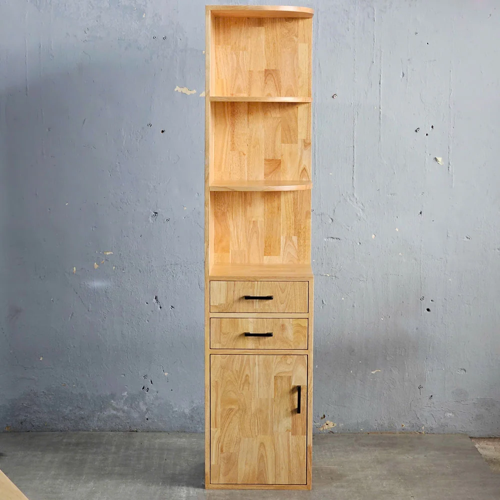 Tekkashop Kệ Tủ Góc Tường 3 Tầng Có Ngăn Kéo Và Cửa Gỗ Cao Su