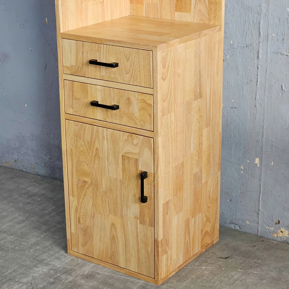 Tekkashop Kệ Tủ Góc Tường 3 Tầng Có Ngăn Kéo Và Cửa Gỗ Cao Su