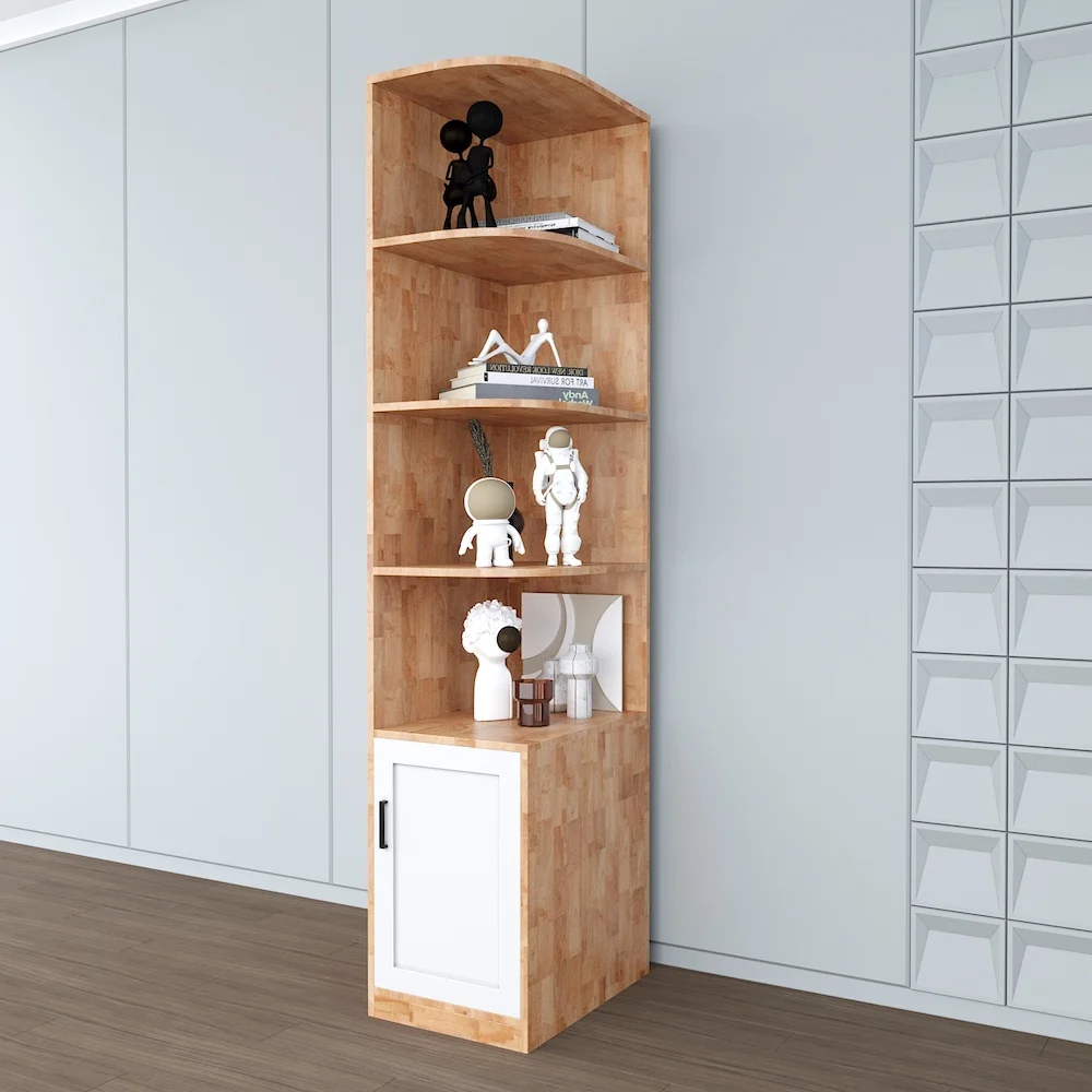 Tekkashop Kệ Tủ Góc Tường Cao Kết Hợp Tủ Quần Áo Gỗ Cao Su