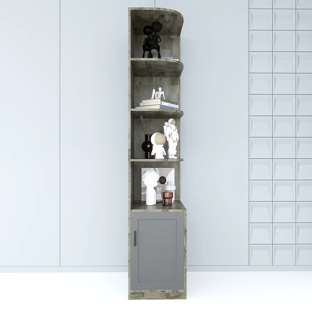 Tekkashop Kệ Tủ Góc Tường Cao Kết Hợp Tủ Quần Áo Gỗ Cao Su