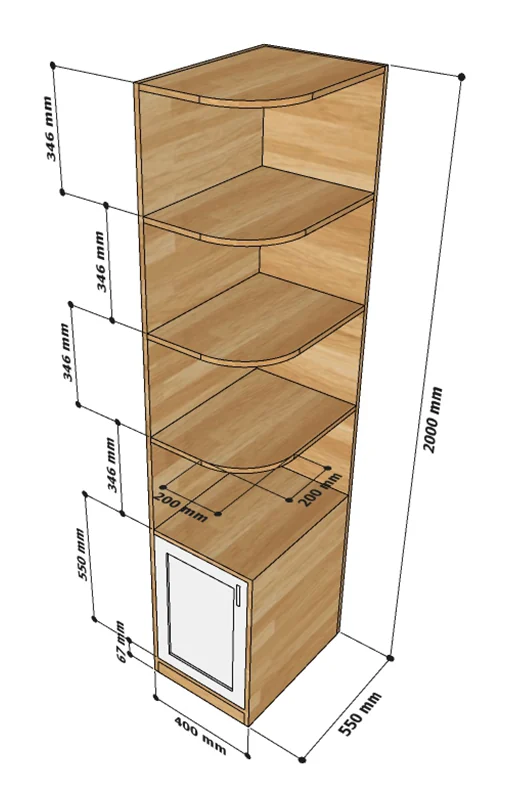 Tekkashop Kệ Tủ Góc Tường Cao Kết Hợp Tủ Quần Áo Gỗ Cao Su