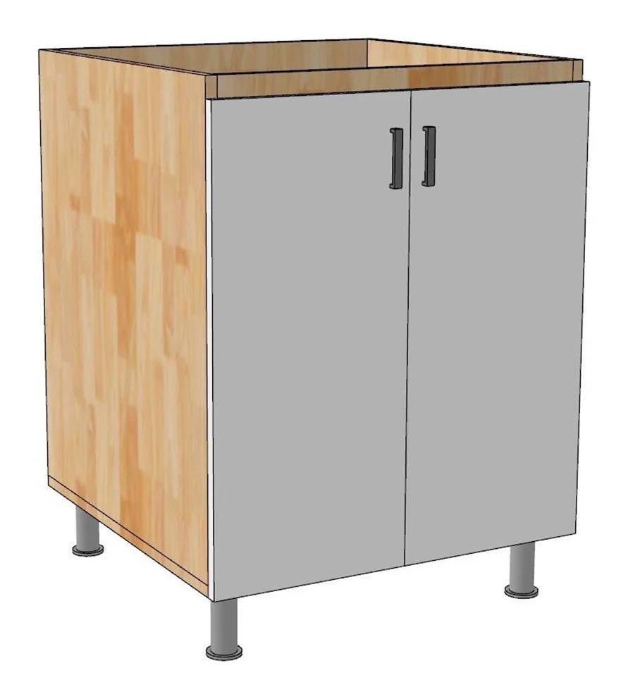 Tekkashop Module Tủ Bếp Dưới 2 Cửa Mở 600mm Gỗ Cao Su Cửa MDF