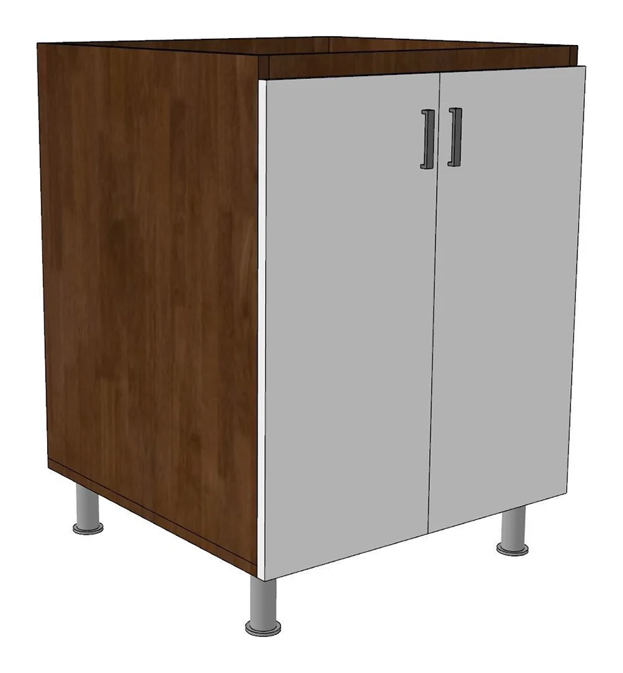 Tekkashop Module Tủ Bếp Dưới 2 Cửa Mở 600mm Gỗ Cao Su Cửa MDF