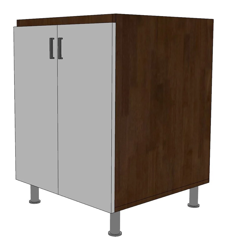 Tekkashop Module Tủ Bếp Dưới 2 Cửa Mở 600mm Gỗ Cao Su Cửa MDF