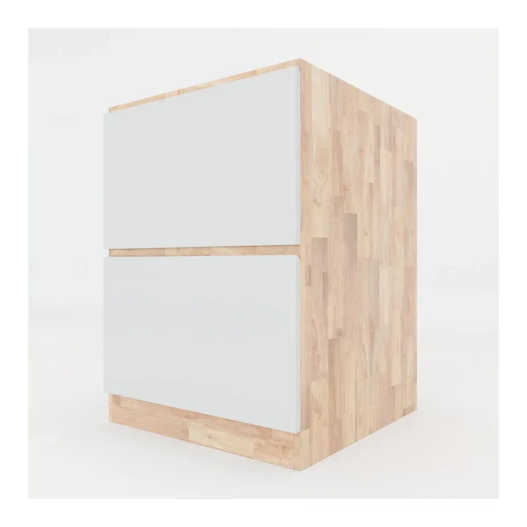 Tekkashop Module Tủ Bếp Dưới 2 Ngăn Kéo 400mm Gỗ Cao Su Cửa MDF