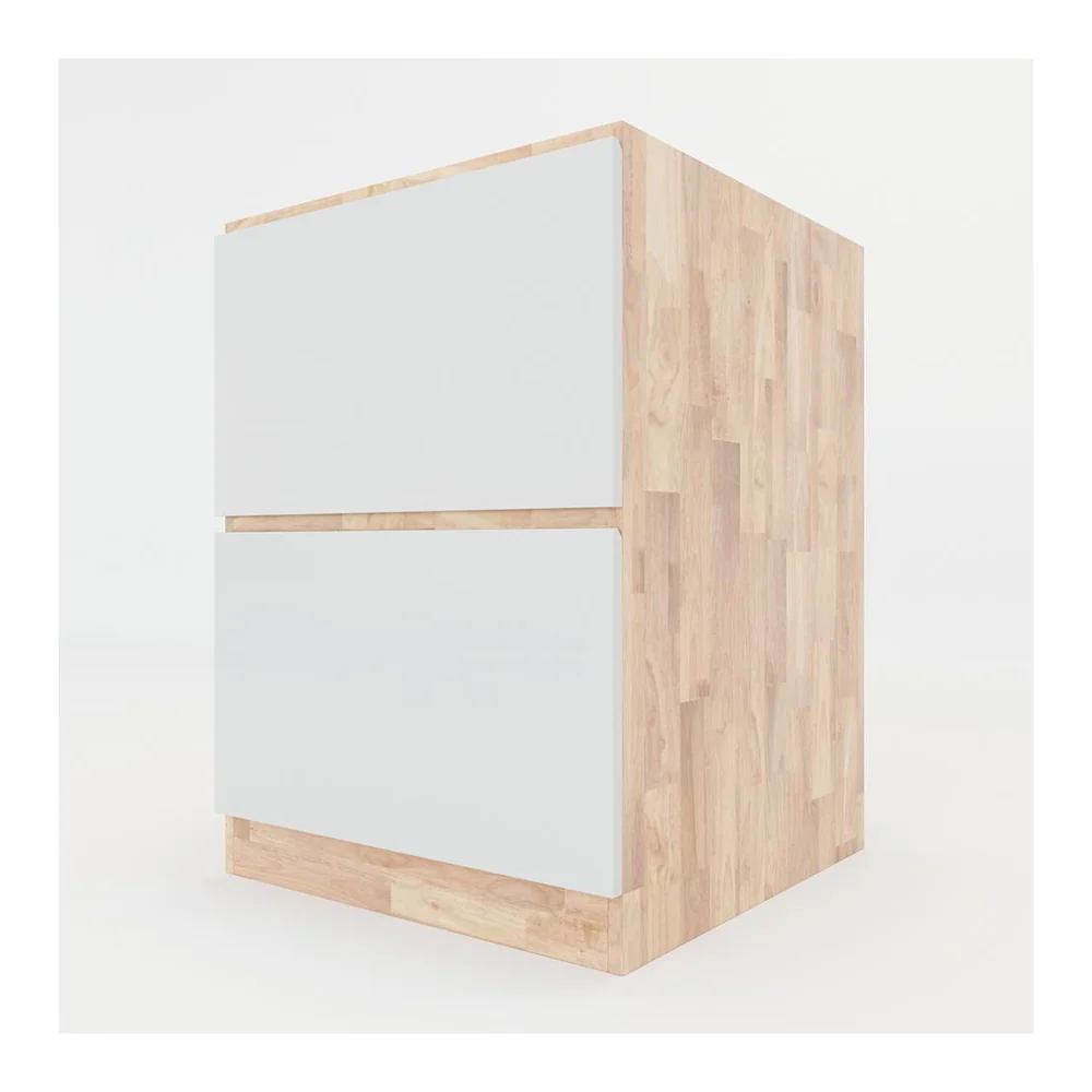 Tekkashop Module Tủ Bếp Dưới 2 Ngăn Kéo 400mm Gỗ Cao Su Cửa MDF