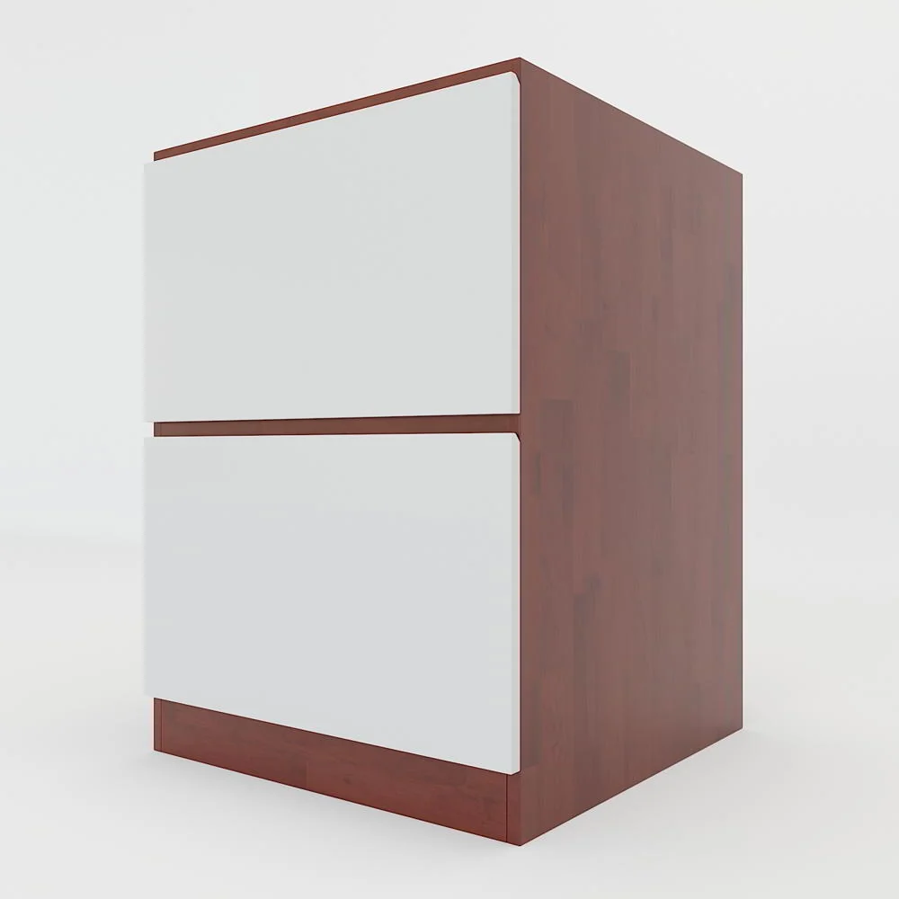Tekkashop Module Tủ Bếp Dưới 2 Ngăn Kéo 400mm Gỗ Cao Su Cửa MDF