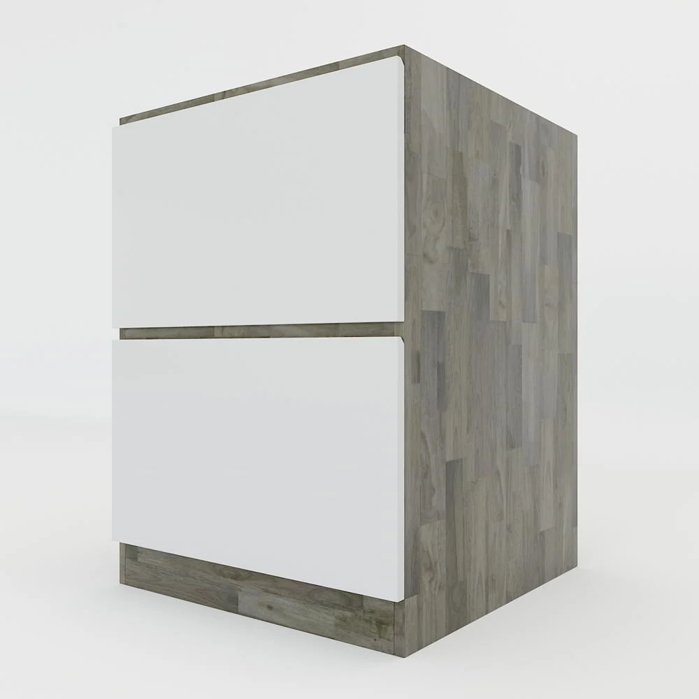 Tekkashop Module Tủ Bếp Dưới 2 Ngăn Kéo 400mm Gỗ Cao Su Cửa MDF