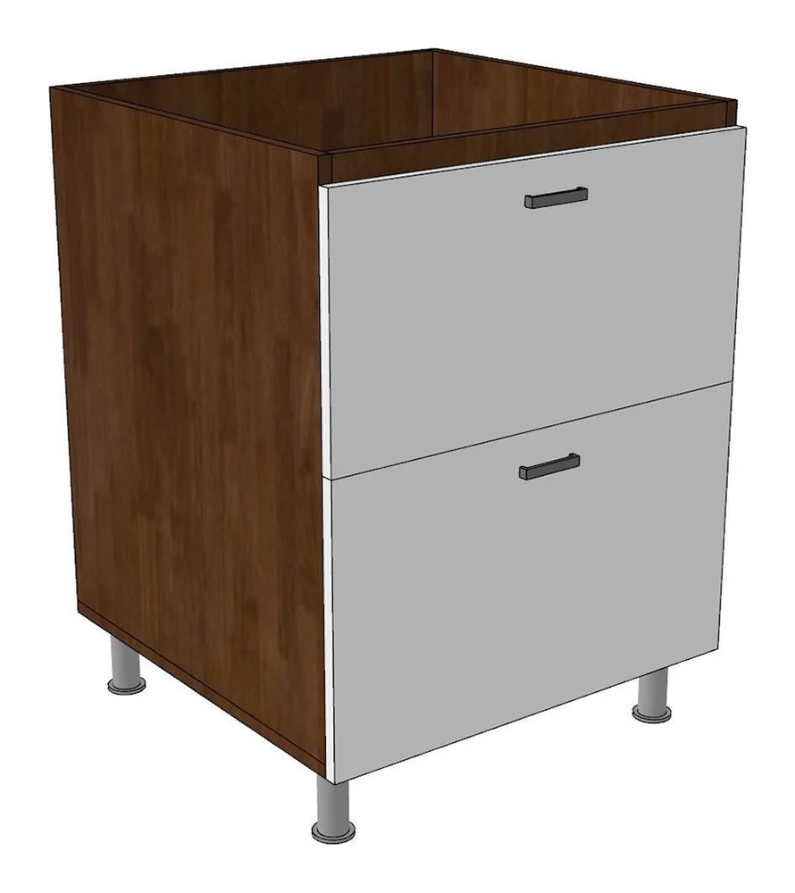 Tekkashop Module Tủ Bếp Dưới 2 Ngăn Kéo 600mm Có Chân Gỗ Cao Su Cửa MDF