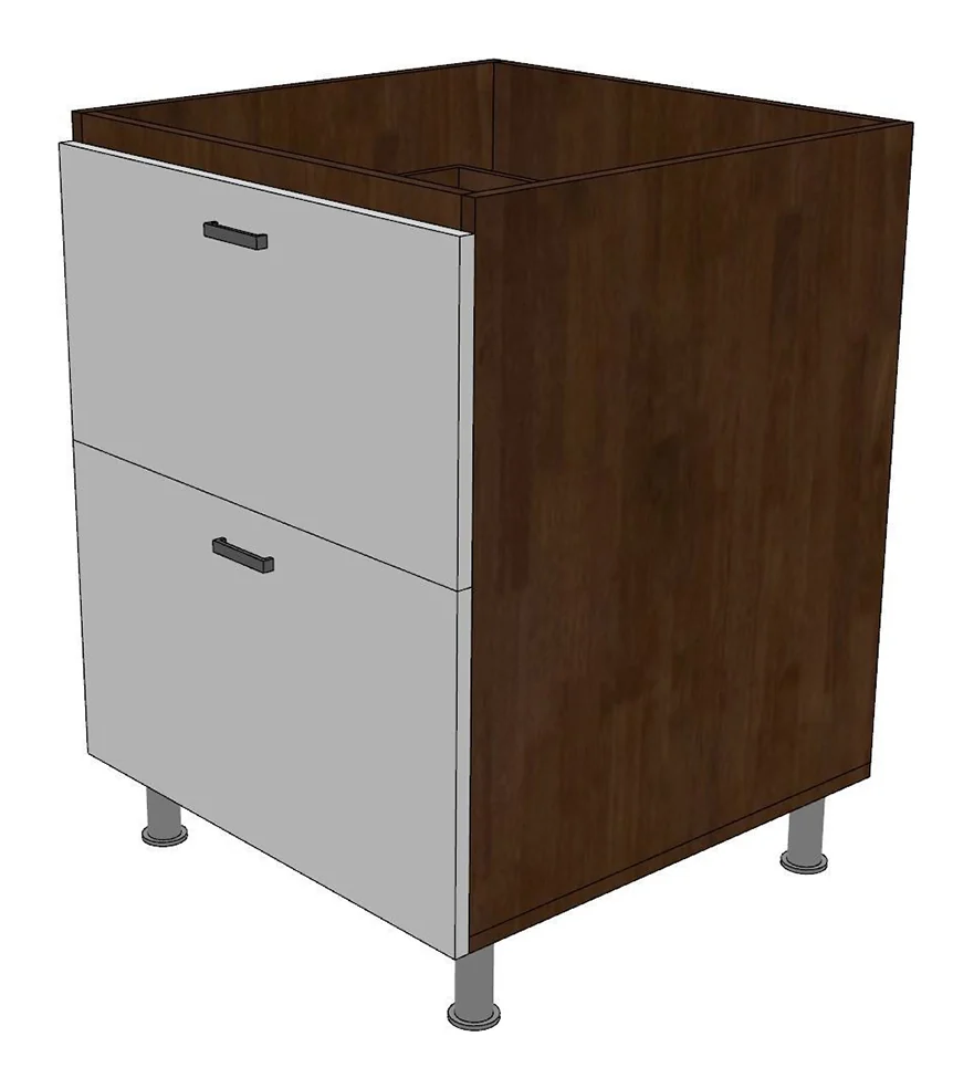 Tekkashop Module Tủ Bếp Dưới 2 Ngăn Kéo 600mm Có Chân Gỗ Cao Su Cửa MDF